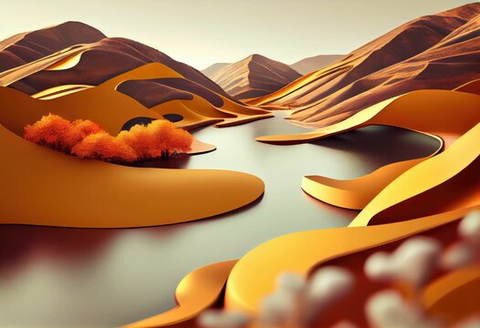 Abstract Landscape Render with Strained Elements