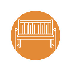 Wood bench color line icon. Pictogram for web page