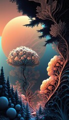 Psychedelic Vista: Hyper-Detailed Mandelbrot Fractal in Nature - obrazy, fototapety, plakaty