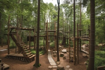 "Ninja Obstacle Course in Forest Log Temple" - 50 characters