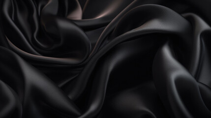 Smooth and Soft Black Satin Silk Background. Generative AI