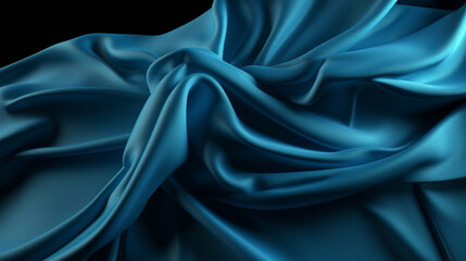Obraz premium Smooth and Soft blue Satin Silk Background. Generative AI