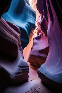 Vibrant Hues of Antelope Canyon: A Stunning Display of Pink, Blue, and White