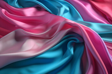 Smooth and Soft pink and  blue Satin Silk Background. Generative AI