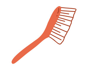 Plastic red hand broom, vector illustration