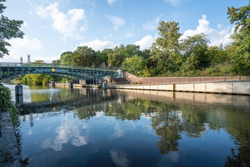 Fototapeta na wymiar Lichtenstein Bridge and Landwehr Canal at Tiergarten park - Berlin, Germany