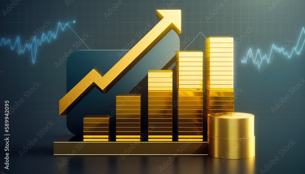 Wall mural a bold and striking image of a rising bar chart representing the achievement of a business goal - ai
