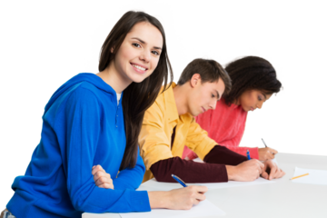 group of students takes the test in class