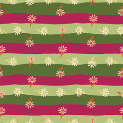 Doodle chamomile seamless pattern. Hand drawn ditsy print. Abstract floral ornament. Simple botanical backdrop.