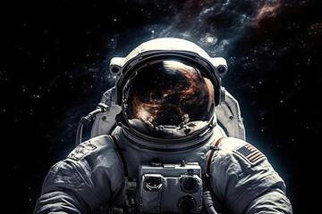 Obraz na płótnie Canvas AI generated image of an astronaut floating in space with dust and stars