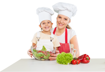 Mother and Daughter Having Fun in Kitchen Isolated