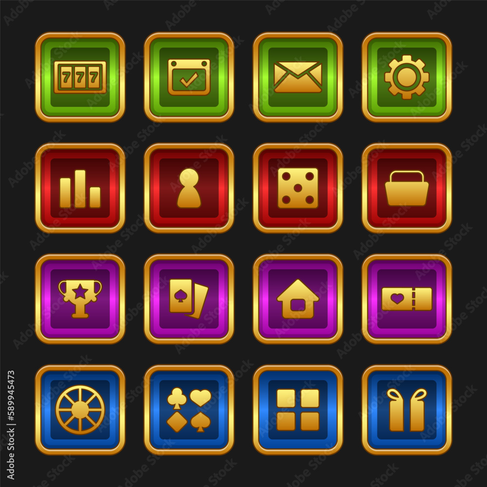Aufkleber button set designed game user interface (gui) for video games, computers.