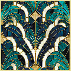Marble mosaic art Deco 2d pattern. Gold square frame. Luxury stone textured background. Decorative inlaid marble Deco pattern. Modern beautiful vintage art deco design. Grunge texture. tile. Element