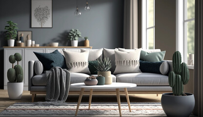 Modern Minimalist Living Room with Neutral Tones and Minimalist Sofa