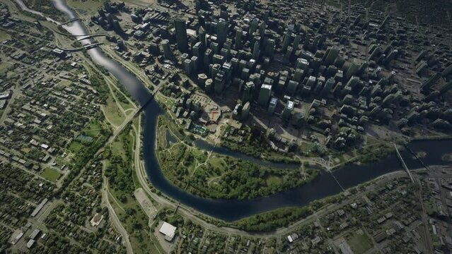 Top Aerial View of the City of Calgary; Alberta. Canada