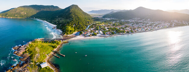 Aerial view of the beach in Brazil. South of Brazil, Santa Catarina, Florianopolis - 589947606