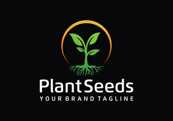 organic plant seed logo design template