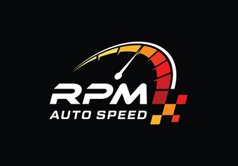 Speed rpm, speedometer driver race logo design template