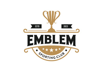 Trophy cup vintage retro sport badge design template
