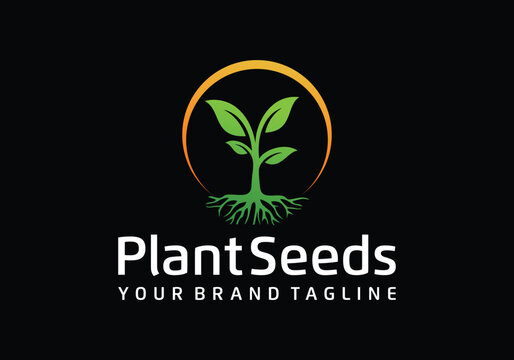 organic plant seed logo design template