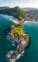 Aerial view of the beach in Brazil. South of Brazil, Santa Catarina, Florianopolis