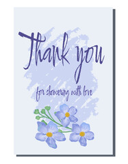 
Thank you card with blue flowers