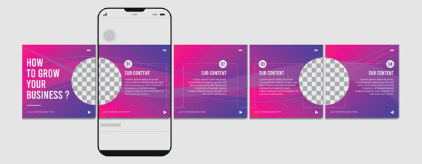 Set Of Instagram Carousel Post Template, Editable Instagram carousel post, social media carousel post for business, template eps 10. © Graphaxil