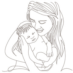 Mothers day line art style vector illustration