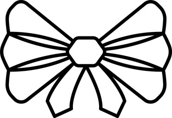 Black and white ribbon bow icon. PNG with transparent background.