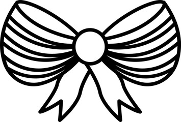 Black and white ribbon bow icon. PNG with transparent background.