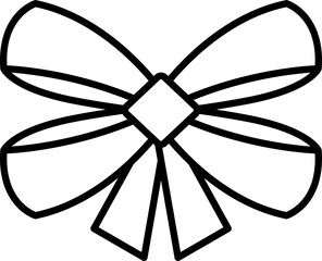 Black and white ribbon bow icon. PNG with transparent background.