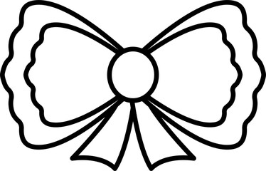 Black and white ribbon bow icon. PNG with transparent background.