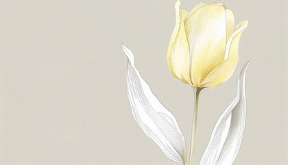 Watercolor minimalist subtle tulip wedding invitation ornament,Generative AI