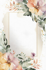 Watercolor Floral Invitation Card Template,Generative AI