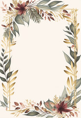 Naklejka premium flat Floral leaves invitation wedding template with space,Generative AI