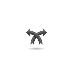 Directional arrows flat icon with shadow