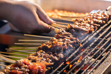 Grilled beef on the charcoal grill