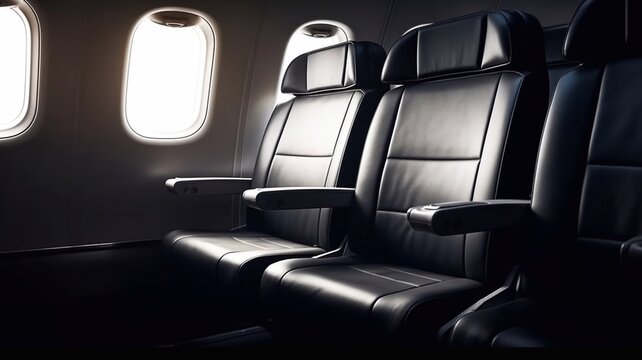 First Class Business luxury seats for leisure or corporate travel by airplane. Generative AI.