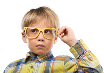 Young little boy with yellow glasses