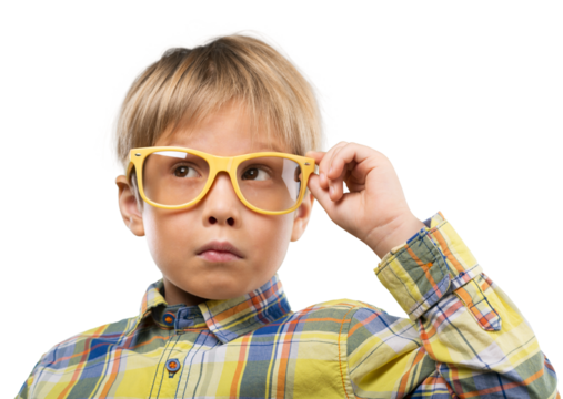 Young little boy with yellow glasses - Powered by Adobe