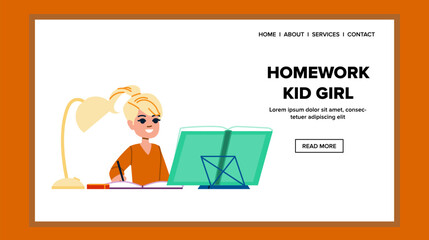 homework kid girl vector