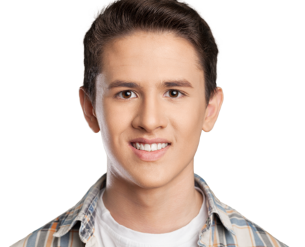 Smiling handsome boy on white background
