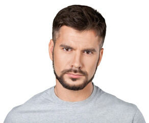 Obraz premium Facial Expressions of handsome man isolated on white background