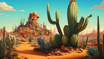 Aladdin desert cactus background image,Generative AI