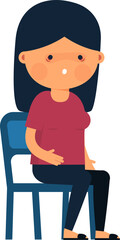 Cute Woman People Patient Sitting On A Chair Flat Character Design Isolated