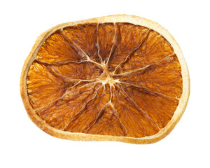 Dried orange isolated on a white background. Dried orange slice macro