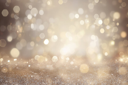 Silver and light gold with a vintage glitter lighting background, generative AI