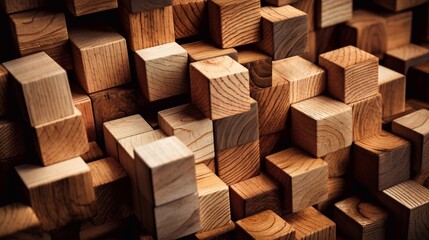 abstract background with cubic wood texture. Generative AI.
