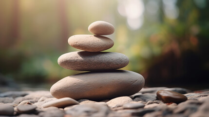 Fototapeta na wymiar zen stones and lines. Spa wellness therapy background. Purity harmony and balance. Generative Ai