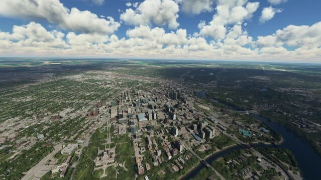 Top Aerial Shot of the City of Winnipeg Manitoba. Canada